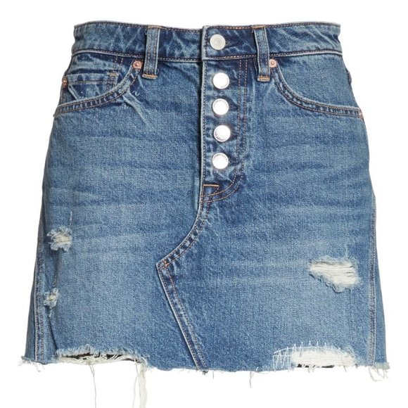 Free People Ripped Denim Mini Skirt - Picture 5 of 5